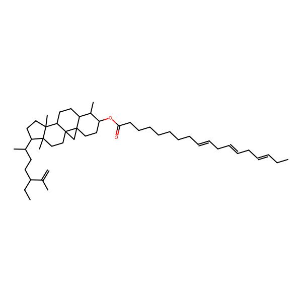 2D Structure of [(1S,3R,6S,7S,8S,11S,12S,15R,16R)-15-[(2R,5R)-5-ethyl-6-methylhept-6-en-2-yl]-7,12,16-trimethyl-6-pentacyclo[9.7.0.01,3.03,8.012,16]octadecanyl] (9Z,12Z,15Z)-octadeca-9,12,15-trienoate