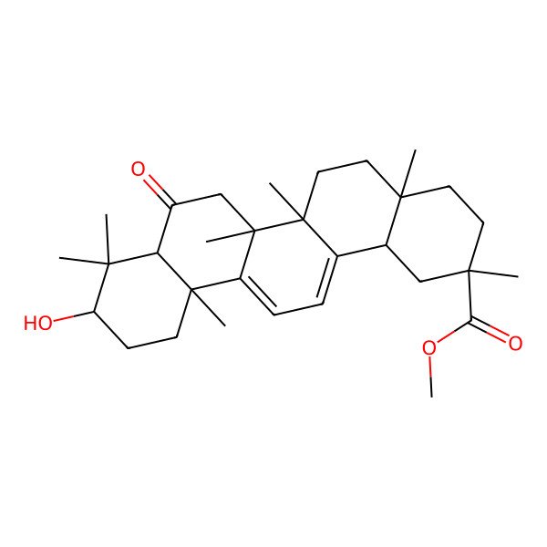 2D Structure of methyl (2R,4aS,6aR,6bS,8aR,10S,12aS,14bR)-10-hydroxy-2,4a,6a,6b,9,9,12a-heptamethyl-8-oxo-3,4,5,6,7,8a,10,11,12,14b-decahydro-1H-picene-2-carboxylate