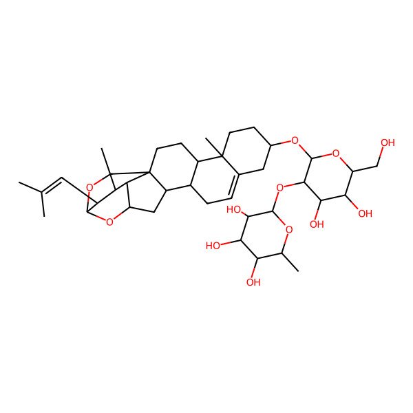 2D Structure of 2-[2-[[12,21-Dimethyl-20-(2-methylprop-1-enyl)-18,23-dioxahexacyclo[17.3.1.03,16.04,13.07,12.016,22]tricos-6-en-9-yl]oxy]-4,5-dihydroxy-6-(hydroxymethyl)oxan-3-yl]oxy-6-methyloxane-3,4,5-triol