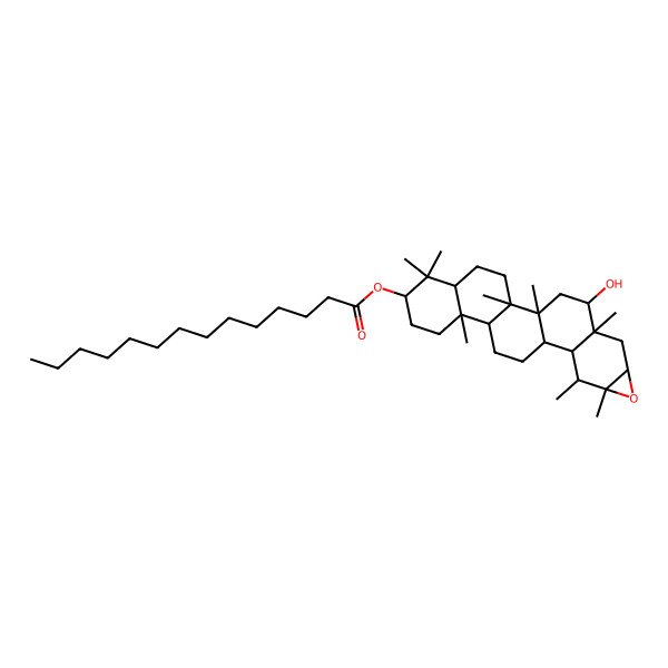 2D Structure of (22-Hydroxy-1,2,6,6,10,16,17,21-octamethyl-18-oxahexacyclo[12.9.0.02,11.05,10.015,21.017,19]tricosan-7-yl) tetradecanoate