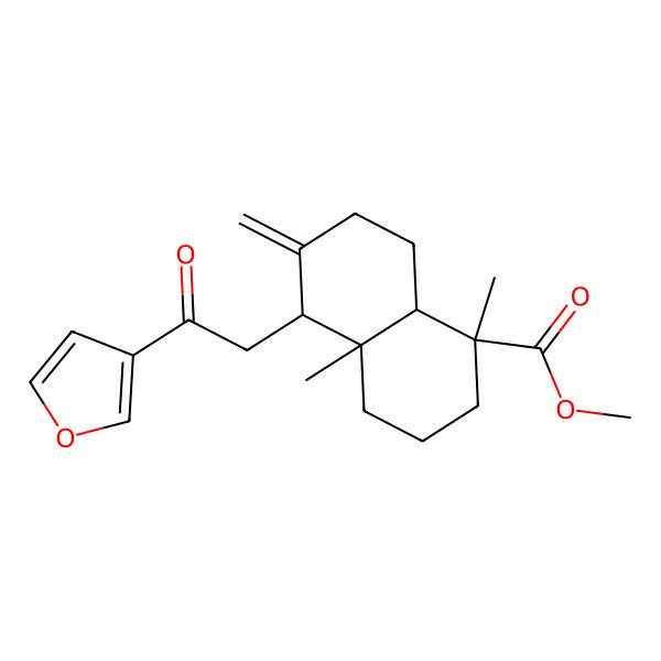 2D Structure of methyl (1R,4aS,5R,8aS)-5-[2-(furan-3-yl)-2-oxoethyl]-1,4a-dimethyl-6-methylidene-3,4,5,7,8,8a-hexahydro-2H-naphthalene-1-carboxylate