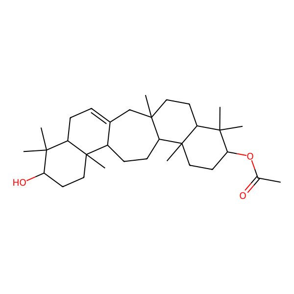2D Structure of [(3S,6R,8S,11R,12S,15S,16R,19S,21S)-19-hydroxy-3,7,7,11,16,20,20-heptamethyl-8-pentacyclo[13.8.0.03,12.06,11.016,21]tricos-1(23)-enyl] acetate