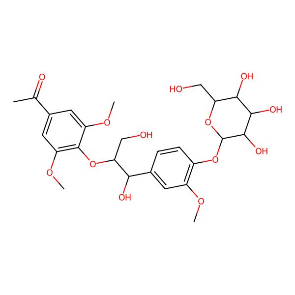2D Structure of 1-[4-[1,3-Dihydroxy-1-[3-methoxy-4-[3,4,5-trihydroxy-6-(hydroxymethyl)oxan-2-yl]oxyphenyl]propan-2-yl]oxy-3,5-dimethoxyphenyl]ethanone