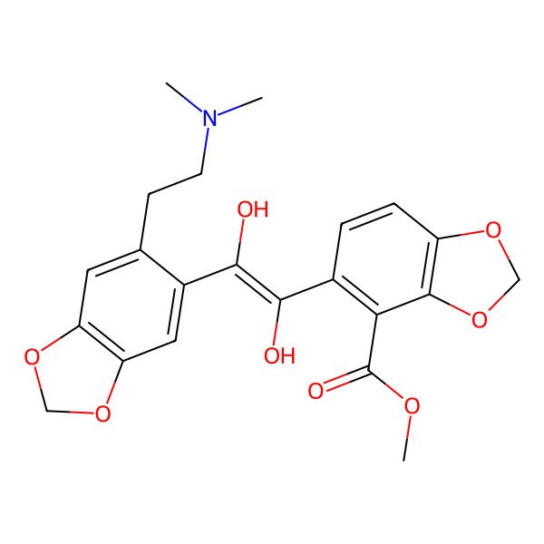 2D Structure of Methyl 5-[2-[6-[2-(dimethylamino)ethyl]-1,3-benzodioxol-5-yl]-1,2-dihydroxyethenyl]-1,3-benzodioxole-4-carboxylate