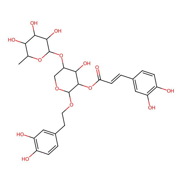 2D Structure of [2-[2-(3,4-Dihydroxyphenyl)ethoxy]-4-hydroxy-5-(3,4,5-trihydroxy-6-methyloxan-2-yl)oxyoxan-3-yl] 3-(3,4-dihydroxyphenyl)prop-2-enoate