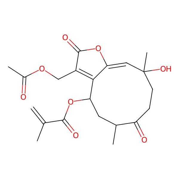 2D Structure of [3-(acetyloxymethyl)-10-hydroxy-6,10-dimethyl-2,7-dioxo-5,6,8,9-tetrahydro-4H-cyclodeca[b]furan-4-yl] 2-methylprop-2-enoate