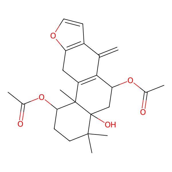 2D Structure of [(1S,4aR,6S,11bS)-6-acetyloxy-4a-hydroxy-4,4,11b-trimethyl-7-methylidene-1,2,3,5,6,11-hexahydronaphtho[2,1-f][1]benzofuran-1-yl] acetate