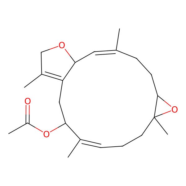 2D Structure of [(1S,6S,8S,13S)-3,8,12,16-tetramethyl-7,18-dioxatricyclo[13.3.0.06,8]octadeca-2,11,15-trien-13-yl] acetate