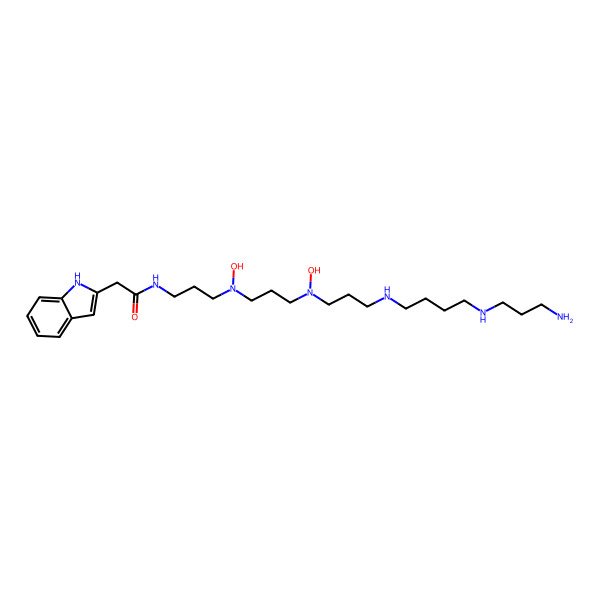 2D Structure of N-[3-[3-[3-[4-(3-aminopropylamino)butylamino]propyl-hydroxyamino]propyl-hydroxyamino]propyl]-2-(1H-indol-2-yl)acetamide