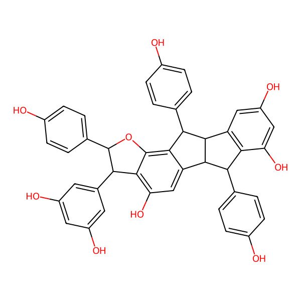 2D Structure of 16-(3,5-Dihydroxyphenyl)-3,11,15-tris(4-hydroxyphenyl)-14-oxapentacyclo[10.7.0.02,10.04,9.013,17]nonadeca-1(19),4(9),5,7,12,17-hexaene-5,7,18-triol