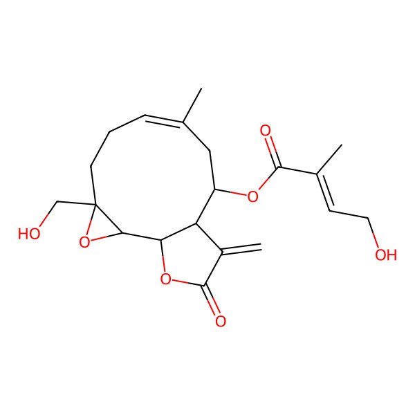 2D Structure of [(1S,2R,4S,7Z,10R,11R)-4-(hydroxymethyl)-8-methyl-12-methylidene-13-oxo-3,14-dioxatricyclo[9.3.0.02,4]tetradec-7-en-10-yl] (E)-4-hydroxy-2-methylbut-2-enoate