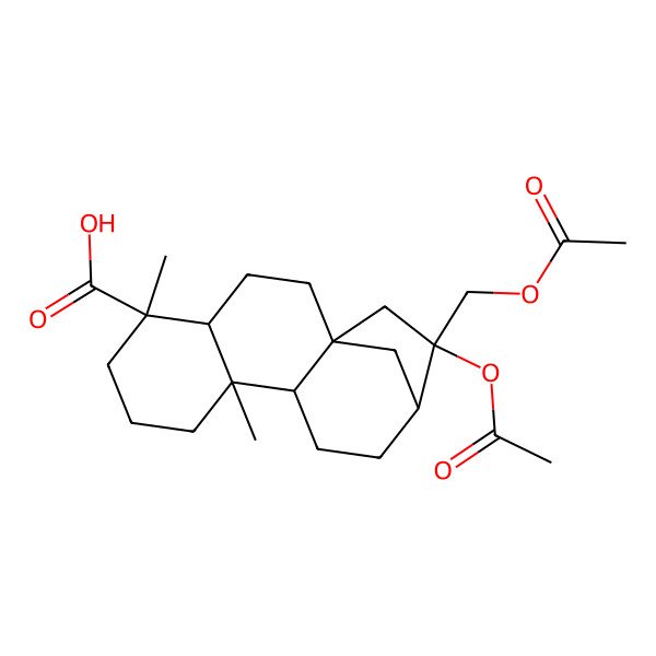 2D Structure of (1S,4S,5R,9S,10R,13R,14R)-14-acetyloxy-14-(acetyloxymethyl)-5,9-dimethyltetracyclo[11.2.1.01,10.04,9]hexadecane-5-carboxylic acid