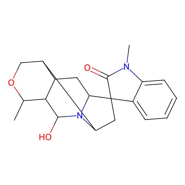 2D Structure of (1S,3R,5S,8R,9R,11S,12S)-3-hydroxy-1',5-dimethylspiro[6-oxa-2-azatetracyclo[6.5.0.02,11.04,9]tridecane-12,3'-indole]-2'-one