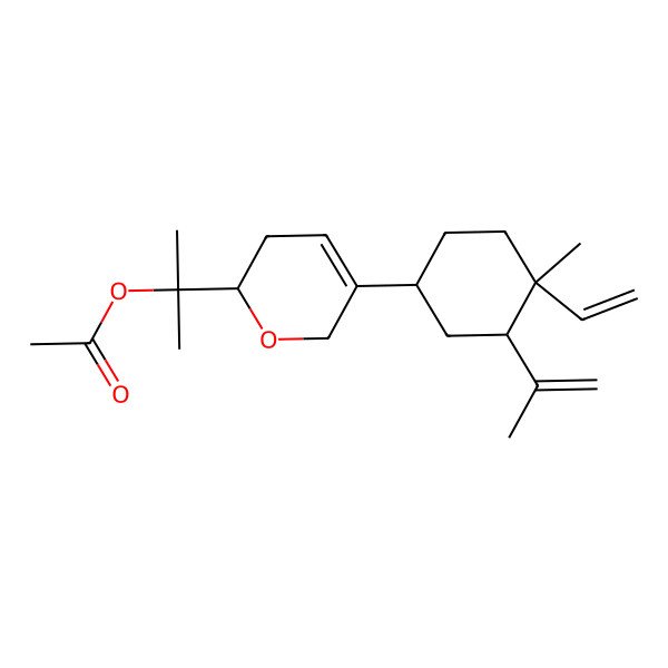 2D Structure of 2-[(2R)-5-[(1S,3R,4R)-4-ethenyl-4-methyl-3-prop-1-en-2-ylcyclohexyl]-3,6-dihydro-2H-pyran-2-yl]propan-2-yl acetate