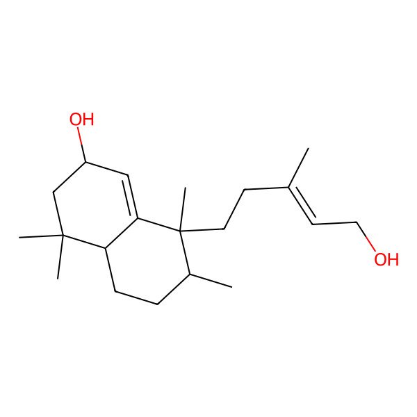 2D Structure of (2S,4aR,7R,8S)-8-[(E)-5-hydroxy-3-methylpent-3-enyl]-4,4,7,8-tetramethyl-2,3,4a,5,6,7-hexahydronaphthalen-2-ol