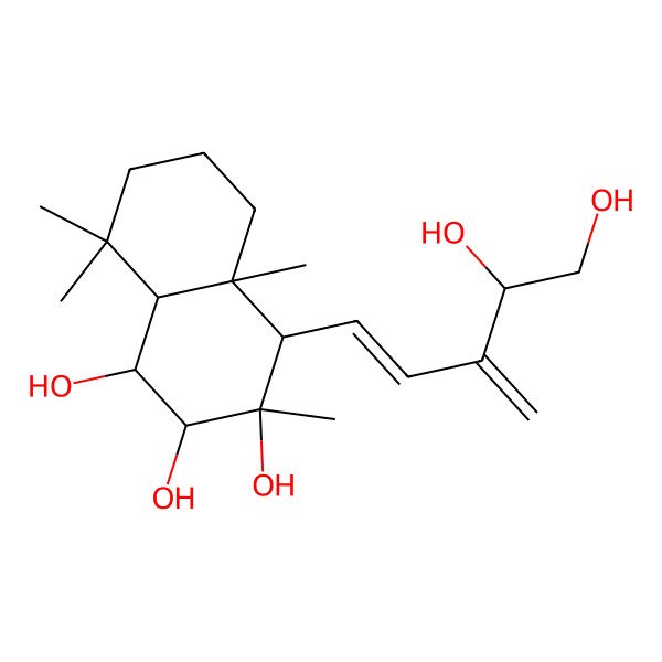 2D Structure of (1R,2S,3S,4R,4aS,8aS)-4-[(E,4R)-4,5-dihydroxy-3-methylidenepent-1-enyl]-3,4a,8,8-tetramethyl-2,4,5,6,7,8a-hexahydro-1H-naphthalene-1,2,3-triol