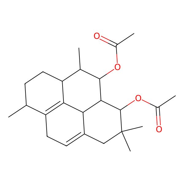 2D Structure of [(3R,4R,5S,5aS,8R,10bS)-3-acetyloxy-2,2,5,8-tetramethyl-3,3a,4,5,5a,6,7,8,9,10b-decahydro-1H-pyren-4-yl] acetate