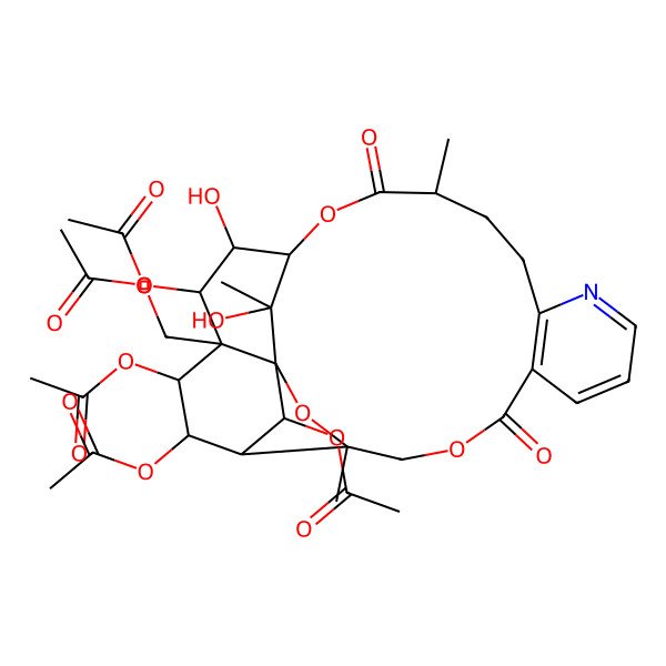 2D Structure of [(1S,3R,15S,18S,19R,20R,21S,22S,23R,24R,25S,26S)-20,22,23,25-tetraacetyloxy-19,26-dihydroxy-3,15,26-trimethyl-6,16-dioxo-2,5,17-trioxa-11-azapentacyclo[16.7.1.01,21.03,24.07,12]hexacosa-7(12),8,10-trien-21-yl]methyl acetate