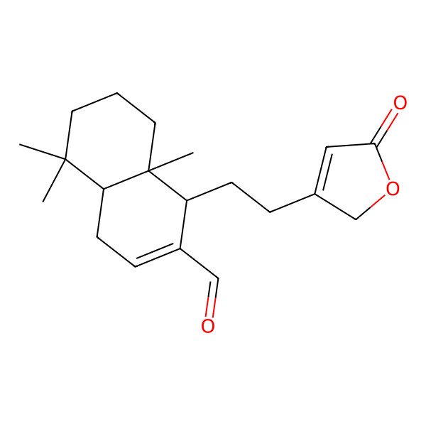 2D Structure of 5,5,8a-trimethyl-1-[2-(5-oxo-2H-furan-3-yl)ethyl]-1,4,4a,6,7,8-hexahydronaphthalene-2-carbaldehyde