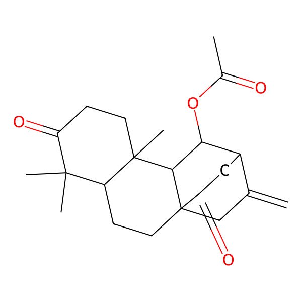 2D Structure of (5,5,9-Trimethyl-13-methylidene-6,15-dioxo-11-tetracyclo[10.2.2.01,10.04,9]hexadecanyl) acetate