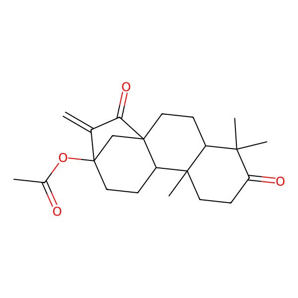 2D Structure of (5,5,9-Trimethyl-14-methylidene-6,15-dioxo-13-tetracyclo[11.2.1.01,10.04,9]hexadecanyl) acetate