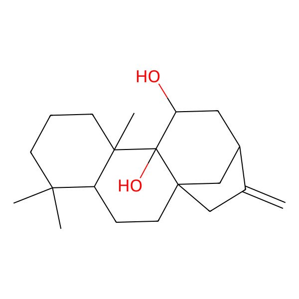 2D Structure of 5,5,9-Trimethyl-14-methylidenetetracyclo[11.2.1.01,10.04,9]hexadecane-10,11-diol