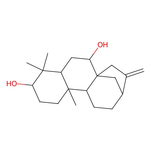 2D Structure of 5,5,9-Trimethyl-14-methylidenetetracyclo[11.2.1.01,10.04,9]hexadecane-2,6-diol
