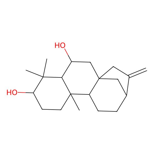 2D Structure of 5,5,9-Trimethyl-14-methylidenetetracyclo[11.2.1.01,10.04,9]hexadecane-3,6-diol