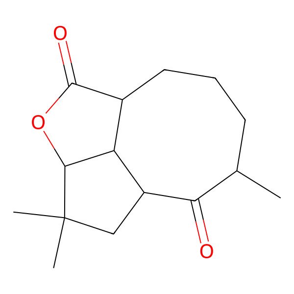 2D Structure of 5,5,9-Trimethyl-3-oxatricyclo[5.5.1.04,13]tridecane-2,8-dione