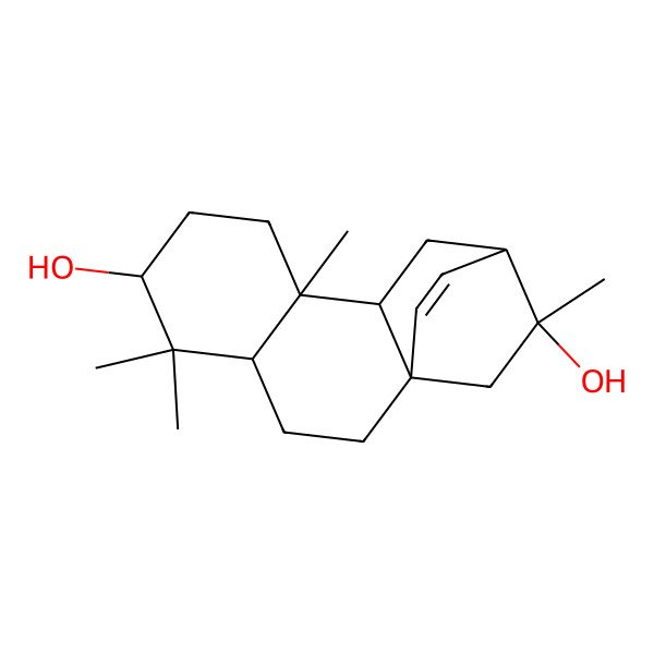 2D Structure of 5,5,9,13-Tetramethyltetracyclo[10.2.2.01,10.04,9]hexadec-15-ene-6,13-diol