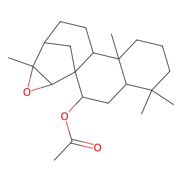 2D Structure of (5,5,9,14-Tetramethyl-15-oxapentacyclo[11.3.1.01,10.04,9.014,16]heptadecan-2-yl) acetate