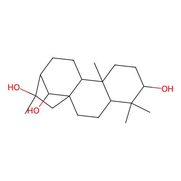 2D Structure of 5,5,9,14-Tetramethyltetracyclo[11.2.1.01,10.04,9]hexadecane-6,14,16-triol