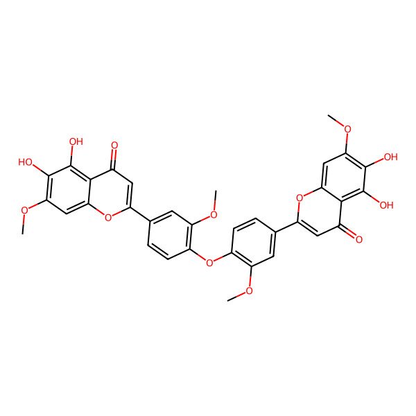 2D Structure of 2-[4-[4-(5,6-Dihydroxy-7-methoxy-4-oxochromen-2-yl)-2-methoxyphenoxy]-3-methoxyphenyl]-5,6-dihydroxy-7-methoxychromen-4-one