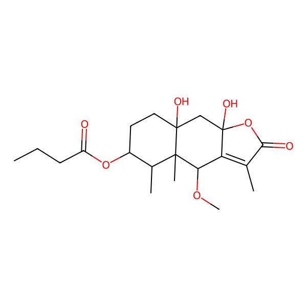 2D Structure of [(4S,4aS,5R,6S,8aS,9aS)-8a,9a-dihydroxy-4-methoxy-3,4a,5-trimethyl-2-oxo-4,5,6,7,8,9-hexahydrobenzo[f][1]benzofuran-6-yl] butanoate