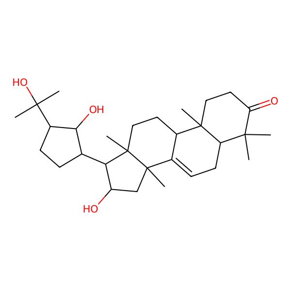 2D Structure of (5R,9R,10R,13S,14S,16S,17S)-16-hydroxy-17-[(1R,2S,3R)-2-hydroxy-3-(2-hydroxypropan-2-yl)cyclopentyl]-4,4,10,13,14-pentamethyl-1,2,5,6,9,11,12,15,16,17-decahydrocyclopenta[a]phenanthren-3-one