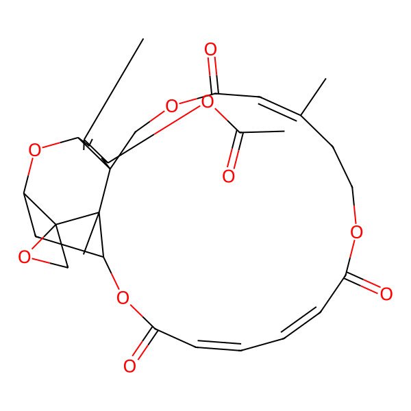 2D Structure of (5,13,25-Trimethyl-11,17,22-trioxospiro[2,10,16,23-tetraoxatetracyclo[22.2.1.03,8.08,25]heptacosa-4,12,18,20-tetraene-26,2'-oxirane]-6-yl) acetate