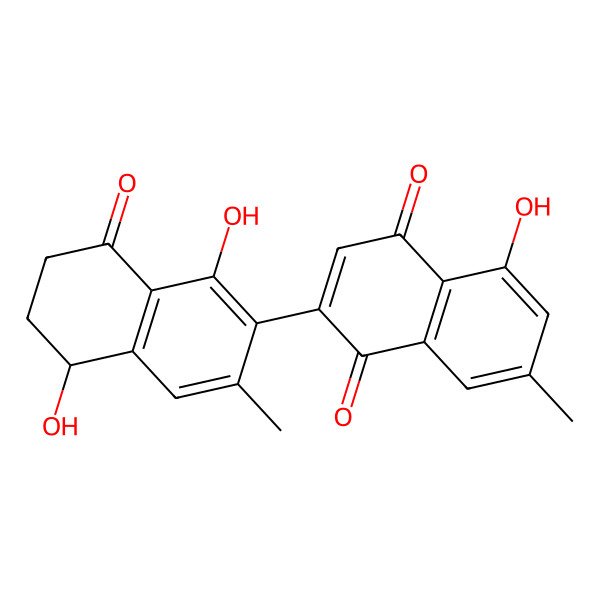 2D Structure of 2-[(5S)-1,5-dihydroxy-3-methyl-8-oxo-6,7-dihydro-5H-naphthalen-2-yl]-5-hydroxy-7-methylnaphthalene-1,4-dione