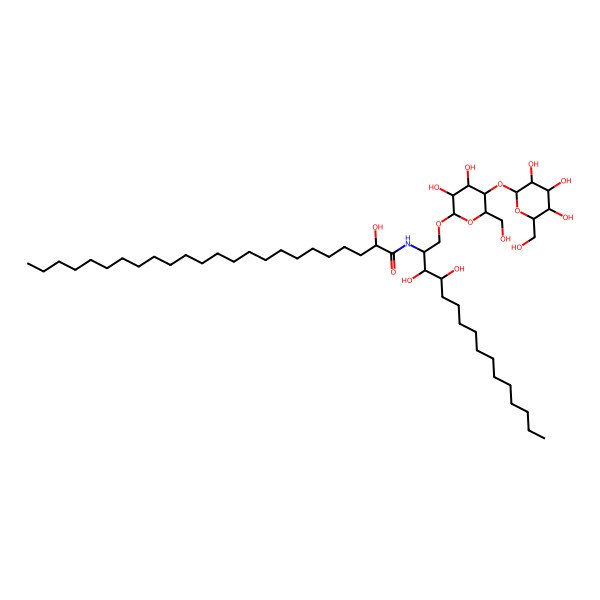 2D Structure of (2R)-N-[(2S,3S,4R)-1-[(2R,3R,4R,5S,6R)-3,4-dihydroxy-6-(hydroxymethyl)-5-[(2S,3R,4S,5R,6R)-3,4,5-trihydroxy-6-(hydroxymethyl)oxan-2-yl]oxyoxan-2-yl]oxy-3,4-dihydroxyhexadecan-2-yl]-2-hydroxytetracosanamide