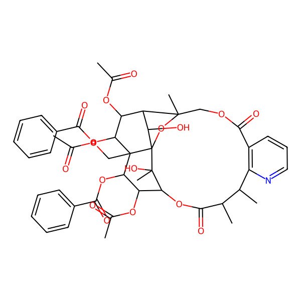 2D Structure of [18,22-Diacetyloxy-20-(acetyloxymethyl)-19-benzoyloxy-24,25-dihydroxy-3,13,14,25-tetramethyl-6,15-dioxo-2,5,16-trioxa-11-azapentacyclo[15.7.1.01,20.03,23.07,12]pentacosa-7(12),8,10-trien-21-yl] benzoate