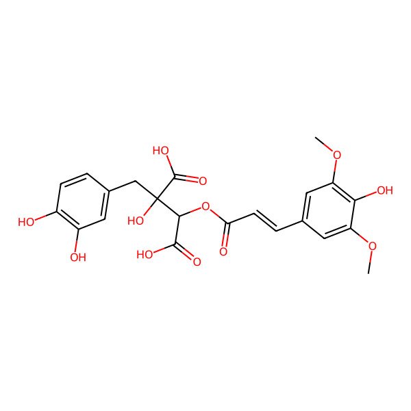 2D Structure of 2-[(3,4-Dihydroxyphenyl)methyl]-2-hydroxy-3-[3-(4-hydroxy-3,5-dimethoxyphenyl)prop-2-enoyloxy]butanedioic acid