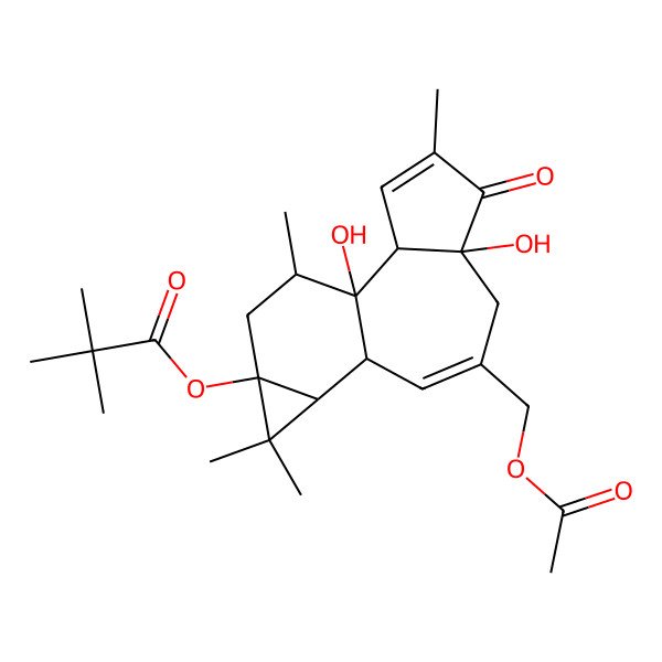 2D Structure of [8-(Acetyloxymethyl)-1,6-dihydroxy-4,12,12,15-tetramethyl-5-oxo-13-tetracyclo[8.5.0.02,6.011,13]pentadeca-3,8-dienyl] 2,2-dimethylpropanoate