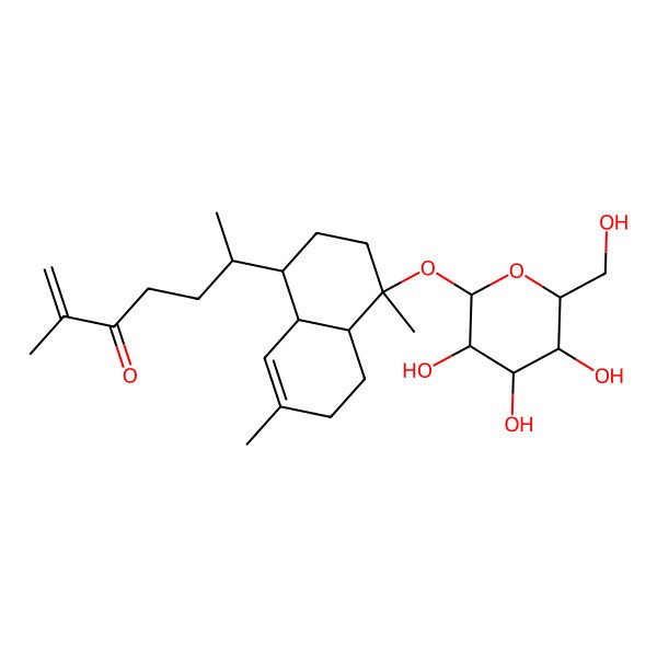 2D Structure of (6R)-6-[(1S,4S,4aS,8aR)-4,7-dimethyl-4-[(2S,3R,4S,5R,6R)-3,4,5-trihydroxy-6-(hydroxymethyl)oxan-2-yl]oxy-2,3,4a,5,6,8a-hexahydro-1H-naphthalen-1-yl]-2-methylhept-1-en-3-one
