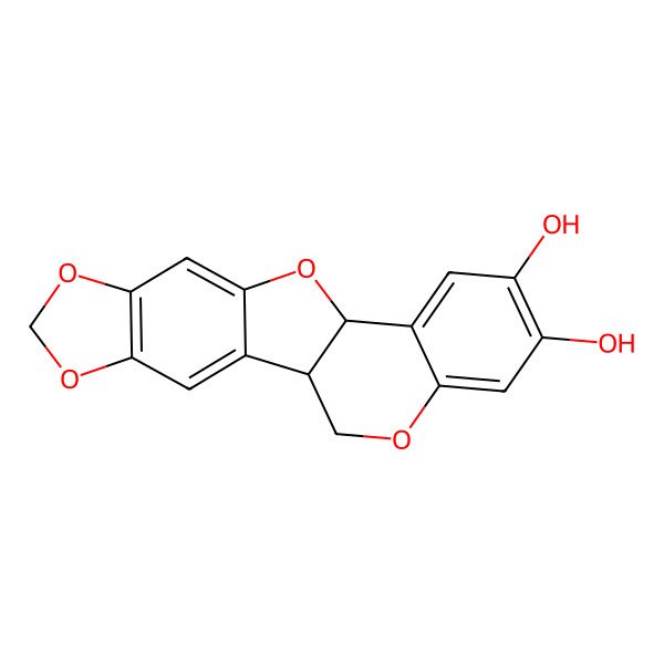 2D Structure of (1R,12R)-5,7,11,19-tetraoxapentacyclo[10.8.0.02,10.04,8.013,18]icosa-2,4(8),9,13,15,17-hexaene-15,16-diol