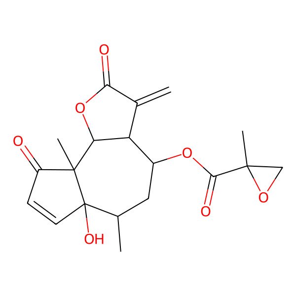2D Structure of [(3aR,4S,6S,6aS,9aS,9bR)-6a-hydroxy-6,9a-dimethyl-3-methylidene-2,9-dioxo-4,5,6,9b-tetrahydro-3aH-azuleno[4,5-b]furan-4-yl] (2S)-2-methyloxirane-2-carboxylate