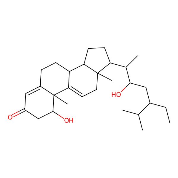 2D Structure of (1S,8S,10S,13S,14S,17R)-17-[(2S,3R,5R)-5-ethyl-3-hydroxy-6-methylheptan-2-yl]-1-hydroxy-10,13-dimethyl-1,2,6,7,8,12,14,15,16,17-decahydrocyclopenta[a]phenanthren-3-one