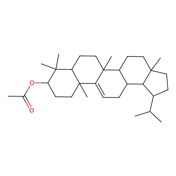 2D Structure of (3a,5b,8,8,11a-pentamethyl-1-propan-2-yl-2,3,4,5,5a,6,7,7a,9,10,11,13,13a,13b-tetradecahydro-1H-cyclopenta[a]chrysen-9-yl) acetate