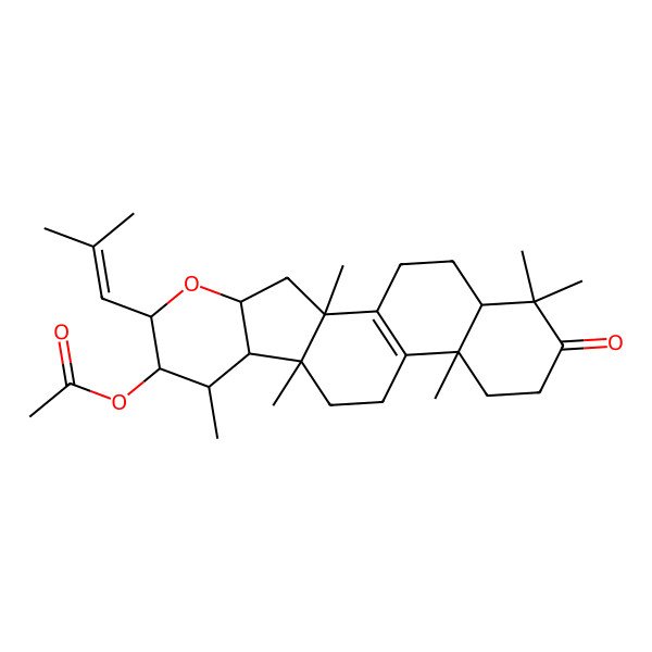 2D Structure of [(2R,4R,6S,7R,8S,9R,10R,14S,19R)-2,8,10,14,18,18-hexamethyl-6-(2-methylprop-1-enyl)-17-oxo-5-oxapentacyclo[11.8.0.02,10.04,9.014,19]henicos-1(13)-en-7-yl] acetate