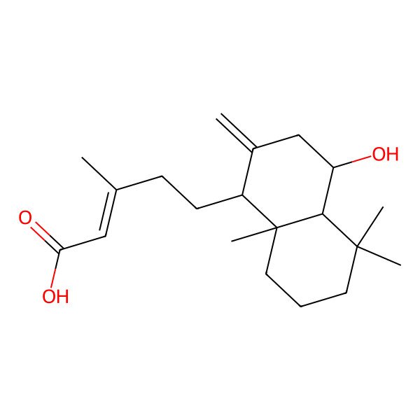 2D Structure of 5-(4-hydroxy-5,5,8a-trimethyl-2-methylidene-3,4,4a,6,7,8-hexahydro-1H-naphthalen-1-yl)-3-methylpent-2-enoic acid