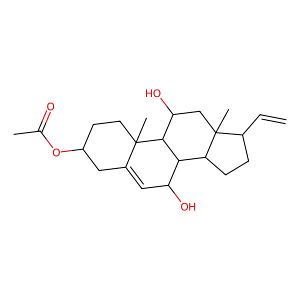 2D Structure of [(3R,7S,8S,9S,10R,11R,13R,14S,17R)-17-ethenyl-7,11-dihydroxy-10,13-dimethyl-2,3,4,7,8,9,11,12,14,15,16,17-dodecahydro-1H-cyclopenta[a]phenanthren-3-yl] acetate