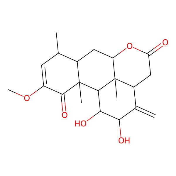 2D Structure of (1S,2S,6S,7S,9R,13S,15R,16S,17S)-15,16-dihydroxy-4-methoxy-2,6,17-trimethyl-14-methylidene-10-oxatetracyclo[7.7.1.02,7.013,17]heptadec-4-ene-3,11-dione